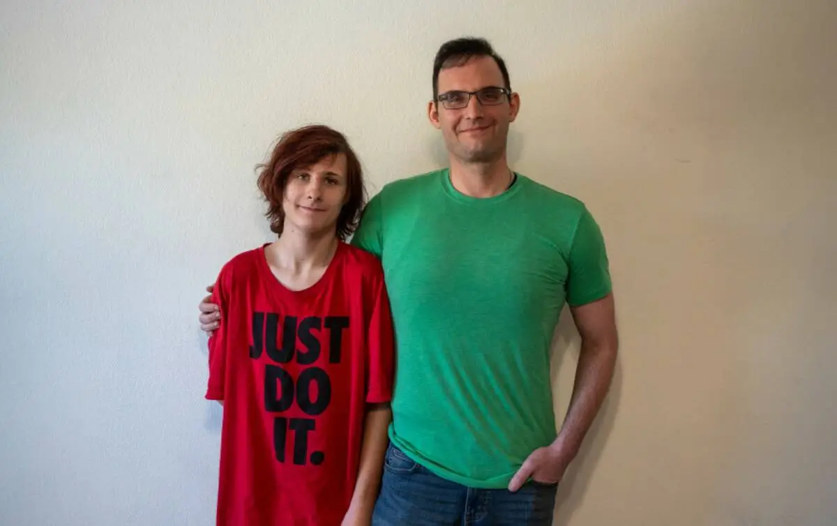 Gold Mahan, 16, stands for a portrait with his soon-to-be adoptive father, Matthew Lehman in Las Vegas Aug. 6, 2025. (Kara Gildea/Las Vegas Review-Journal) @karagildeaphoto