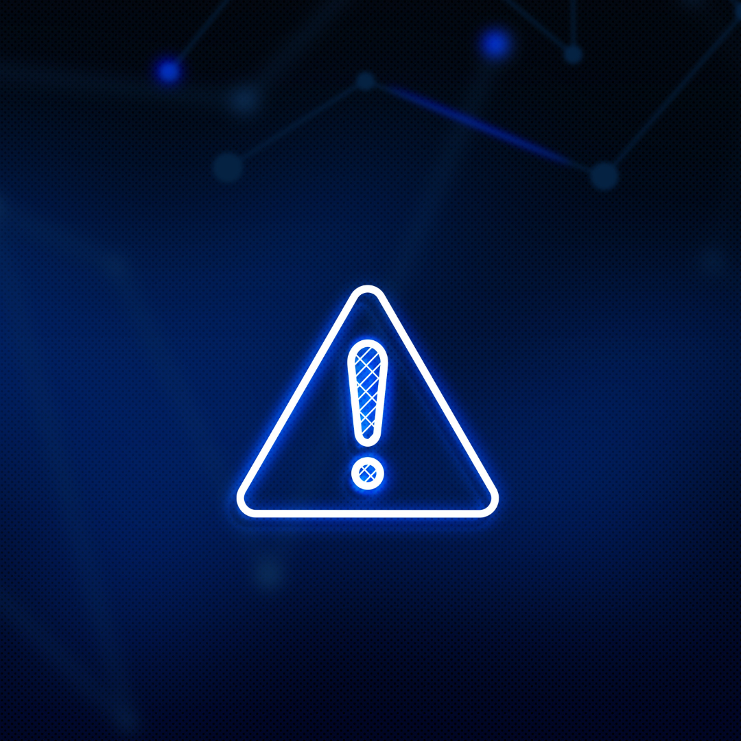 Blue alert symbol on a techy background